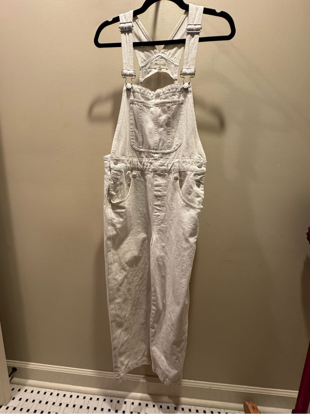 Madewell White Denim Overalls